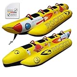 SPINERA Rocket 2 | 3 | 4 – Towable Banana Tube für 2–4 Personen – aufblasbares Wassersport-Fun-Tube – Neopren-Handgriffe, robuste Nylonhülle, 3-Kammern-System. Fun Tube (Rocket 4 Pers..)