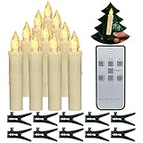 PChero 10 Stück LED Weihnachtskerzen, Batteriebetrieben Flammenlose Flackernde Stabkerzen mit Fernbedienung für Heimat Tisch Xmas Tree Weihnachtsbaum Garten Dekoration – Warmweiß