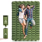 HIKENTURE Isomatte Camping 2 Personen, Aufblasbare Isomatte Ultraleicht Kleines Packmaß mit Pumpsack, Extra Bereit Doppel Luftmatratze Schlafmatte 127 cm für Outdoor, Reise, Wandern, Strand (Green)