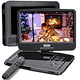 SUNPIN 12,5 Zoll Tragbarer DVD Player mit 10,5 Zoll HD Schwenkbaren Bildschirm, 6h Akkulaufzeit, Region Free, AV-Out/Kopfhörerbuchse, Auto Halterung Inklusive - Ideal für Reisen/Auto/Kinder