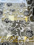 Tischfolie mit Blumen Muster Marmor Marmoriert - Maß nach Wunsch - Transparent Klar Tischdecke Tischschutz Schutzfolie Abwaschbar weich PVC 80cm (80x300cm)