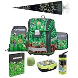Familando Jungen Schulranzen 1. Klasse · Playworld Gaming Pixel Schultasche · ergonomisch & leicht · Schulranzen-Set (8-teilig mit Schultüte)