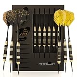 CC-Exquisite Profi Stahl Spitze Darts Set Custom Schaft und Flight Setup 6 Messing Barrels 22 Gramm 12 Aluminium 35 and 48 mm 12 Flights Standard Slim Darts Sharpeners…