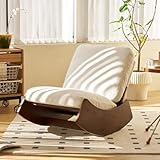 Faltbarer Schaukelstuhl für Erwachsene mit Fußstütze, gepolsterter Plüschsitz, hohe Rückenlehne, bequemer Loungesessel für Zuhause, Balkon, Garten, Lesen