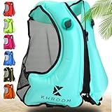 Khroom aufblasbare Schwimmhilfe Schwimmweste Erwachsene | 150-210 cm Körpergröße, bis 100 kg | Auftriebsweste Schnorchelweste ab Jugendliche | Schnorcheln, Kajakfahren und SUP (V2 Türkis)