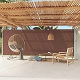 Mokuyary Seitenmarkise, einziehbar, für Terrasse, 200 x 600 cm, Braun, Seitenmarkise für den Außenbereich, schützt vor Sonne oder Wind, Sichtschutz für Garten, Balkon, Terrasse
