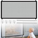 Treppenschutzgitter Ohne Bohren 110 x 72 cm Türschutzgitter Hund,mit Klebehaken und ausziehbaren Edelstahlstangen,Faltbare Treppenschutzgitter Hund Hundebarrieren für Treppen, Türen und Flure