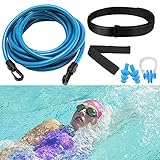 BINXWA Schwimmgurt Für Pool Erwachsene, Einstellbare schwimmtrainer Pool Schwimmgürtel, 4m Pool schwimmgurt gegenschwimm, für pooltrainer/Erwachsene(Inklusive ohrstöpsel und nasenklammer)