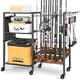 Bikoney Rutenhalter Angelrutenhalter für 12 Angel Rutenständer Angelzubehör Angelrute Angelrute Tackle Cart für Garage Hauseingang Ecke Geschenkideen für Männer Dad