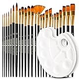 Tritart Pinselset 25 Stück - Pinsel Set aus Synthetik - Pinsel Acrylfarbe Aquarell - Pinselset Acrylfarben - Acryl Brush Set Ölmalerei