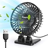 Bigqin USB Ventilator, Mini Tischventilator Fan Lüfter mit 3 Geschwindigkeiten, tragbarer Ventilator Klein für Büro, Schlafzimmer, Camping - Schwarz