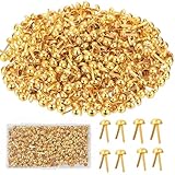 300 Stück Musterbeutelklammern Metall, Gold Rundkopfklammern 8 * 16mm, Mini Brads, Rund Kopf Scrapbooking Brads, Verschlussklammern, Papierverschlüsse für Basteln, Verzierungen und DIY