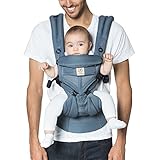 Ergobaby Babytrage für Neugeborene, 4-Positionen Cool Air Mesh Omni 360 Oxford Blau, Baby-Tragetasche Kindertrage Rückentrage