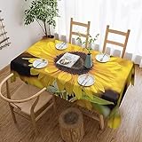 Rechteckige Tischdecke, Sonnenblumen-Gartentischdecke, knitterfrei, dekorative Tischdecke für Esszimmer, Küche, Party, Urlaub, 137,2 x 182,9 cm