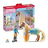 schleich HORSE CLUB 42585 Sofia's Beauties 18-Teiliges Pferde-Beauty-Set - Reiterin Kim und Pferd mit Mähne und Schweif zum Striegeln plus Zubehör, Pferde Spielzeug ab 5 Jahren