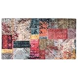 vidaXL Teppich Waschbar Antibakteriell Schalldämpfend Kurzflor Wohnzimmerteppich Läufer Flurteppich Bodenteppich Patchwork 190x300cm Mehrfarbig rutschfest