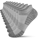 HIYATO 10 Paar Sneaker Socken Herren Damen, Atmungsaktive Sportsocken, Baumwolle Laufsocken Kurz (43-46, Grau)