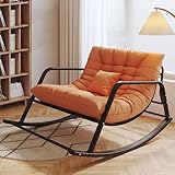 Übergroßer Schaukelstuhl mit hoher Rückenlehne, unterstützt 180 kg, moderner Loungesessel mit Eisengestell für Wohnzimmer und Schlafzimmer