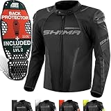 SHIMA SOLID Motorrad Jacke Herren mit Protektoren AIRFORCE Rückenprotektor Motorradjacke Sommer Schutzjacken Textiljacke Wasserdicht Protektorenjacke Sommerjacke Stadt (Männer, Schwarz, Belüftet, S)