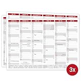 Tafelkalender 2026 A4 - Kalender 2026 'Rot' mit Ferien & Feiertagen | Wandkalender, Jahreskalender 2026 DIN A4 als Jahresplaner | Blattkalender 12 Monate auf Vorder- und Rückseite (3 Stück Papier)