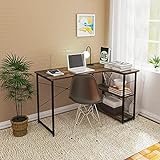 EUGAD 0072ZZ Schreibtisch Computertisch PC-Tisch Bürotisch Arbeitstisch mit Bücherregal 120x74x71,5 cm Holz Vintage