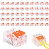 JKITNHJOT Kabelverbinder, 50 Stück Kabelklemmen mit Betätigungshebel, Verbindungsklemmen 2 polig, Verbindungsklemme für Feste Kabe