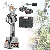 ZenSeFarin Akku Astschere Elektrische Gartenschere mit 2 x 4500mAh Akku,45 mm Schnittdurchmesser,4-6 Arbeitsstunden,LCD Anzeige,Baumschere,Rosenschere,Rebschere für Gärten,WithoutExtensionRod