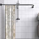 L-förmige Duschvorhangstange, einstellbare Eck-Duschstange (60-101cm x 60-101cm), 304 Edelstahl 90 Grad Duschstange für Badezimmer, Badewanne, Kleiderkammer, Umkleideräume, Privatraum