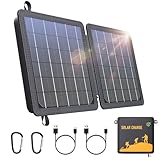 10W Solarpanel Faltbares, WASTDE Tragbar Solarladegerät ETFE mit Hohe Umwandlungsrate, USB-A/USB-C Anschlüssen, IP65 Wasserdicht für Camping Wandern Outdoor für Handys Akkus Tablets