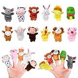 Gukasxi 12 Stücke Mini Plüsch Tier Fingerpuppen, 12 Stil Cartoon kleine Handpuppe Spielzeug, Mini Plüsch Figuren Klein Tierfiguren, Baby Fingerpuppen Set, Geburtstag Party Tasche Füller, für Kinder