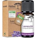 rooted.® BIO Lavendelöl [100% NATURREIN] - Echter Lavendel - Lavandula angustifolia - Ätherisches Öl für Aromatherapie, Duftlampe, Diffusoren, Raumduft, Duftkerzen und -Seifen (10ml)