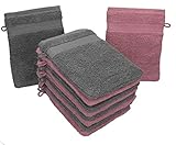 Betz 10 Stück Waschhandschuhe Premium 100% Baumwolle Waschlappen Set 16x21 cm Farbe Altrosa und anthrazit