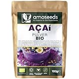 Açaí Pulver BIO 100 g | Gefriergetrocknetes Fruchtfleisch der Açaí-Beeren (Freeze-Dried) | Aus Brasilien | 100 % Natürlich, Roh & Rein