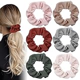 Wanmu 6 Stück Haargummis Seide Scrunchies Satin für Damen, Keine Knick Elastisch Silk Haarbänder Mädchen, Süße Große Baumwoll Skrunschis für Alle Haartypen Ohne Schaden (6 Farben)