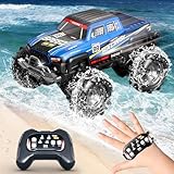 Amphibienfahrzeug Ferngesteuertes Auto, 2.4 GHz 4WD RC Auto, Wasserdicht Amphibisches RC Car, Remote Control Car mit 2 Batterien, Handsteuerung und LED Licht, Spielzeug Geschenk für Kinder 6-12 Jahre