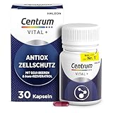 Multivitamin - Centrum Vital+ Antiox Zellschutz, für Schutz vor oxidativem Stress & Zellregeneration, mit Goji-Beeren, trans-Resveratrol, Vitamin A, Vitamin C, Zink, Selen, 30 Kapseln