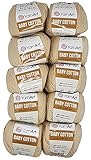 10 x 50g Strickwolle YarnArt Baby Cotton mit 50% Baumwolle, 500 Gramm Wolle einfarbig (beige 404)