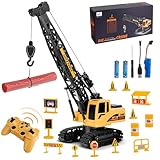 Joellfuner Kran Spielzeug, 2,4G Kran Ferngesteuert mit Lichtern und Geräuschen Realistischer, Großer RC Kranspielzeug mit 12PCS Miniaturmodelle, Geschenk für Jungen und Mädchen