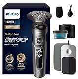 Philips Shaver S9000 Prestige, elektrischer Nass- und Trockenrasierer, Gold, SkinIQ Technologie, Reiseetui, Qi-Ladepad, Präzisionstrimmer, Nasenhaartrimmer und Reinigungsstation, Modell SP9882/36