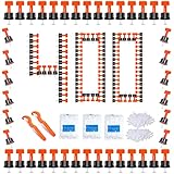 400 Stück Revolutionäres Fliesen Nivelliersystem, Mit 100 Nivelierset Keile,100 Pcs 1mm/2mm/3mm Fliesenkreuze Abstandshalter Und 2 Speziellen Schlüssel.Fliesenleger Werkzeug Für Wand Und Bodenfliesen