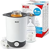 NUK Thermo Express Plus Flaschenwärmer, tragbar|schonendes Erwärmen von flüssiger und breiförmiger Nahrung in 90 Sekunden|automatische Abschaltung| Korb zum Herausnehmen| EU-Stecker&12-V-Reiseadapter