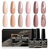 Shining She UV Nagellack, 6 Farben Nudetöne Gel Nagellack Set Soak-Off UV Nude Nagellack Gel Geschenk für Starter Nail Art Salon DIY Home, 8ML