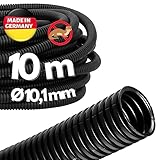 10 Meter Kalitec Wellrohr ungeschlitzt 10mm I Wellschlauch geschlossen I Marderschutzrohr I Leerrohr I Kabelschutz AD 12,7 mm ID 10 mm