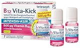 tetesept B12 Vita-Kick Trinkampullen Intensiv-Kur – Nahrungsergänzungsmittel für den Energiestoffwechsel, gegen Erschöpfung - hochdosierte Vitamin B12 Ampullen – Wochenpackung à 7 Trinkfläschchen