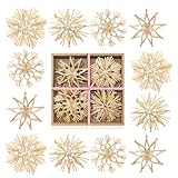 com-four® 12x Strohsterne im Mix-Set - Christbaum-Schmuck - Stroh-Anhänger für den Weihnachtsbaum - natürlicher Christbaum-Behang - Weihnachtsdekoration - Ø 11 cm