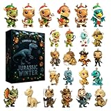 Weihnachts-Adventskalender Baby Dinosaurier, Drache, 24 Tage Countdown-Kalender, Weihnachtsdekoration zum Aufhängen, Acrylanhänger, um Ihren Baum und Ihr Haus zu dekorieren