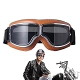 Motorradbrille PU Leder Sonnenbrillen Retro Radbrille Helmbrille Fliegerbrille Winddicht Motorradbrille Herren Crossbrille Motocrossbrille Verstellbare Für ATV Bike Motocross Brille Schutzbrille