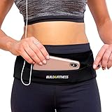 Build & Fitness Laufgürtel mit YKK Reißverschluss - Verstellbare Taillenweite, Schlüsselclip - Passt für Alle Smartphones, Schlüssel, Karten - Bauchtasche Damen und Herren - Laufen, Walken, Sport