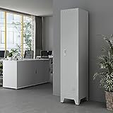 [en.casa] Metallschrank Joroinen mit 1 Tür abschließbarer Stahlschrank Schließfachschrank Spind Werkstatt Umkleideschrank Aufbewahrungsschrank 180 x 38 x 45 cm Grau