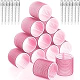 Lockenwickler locken Set 24 Stücke, Große Locken Curlers Ohne Hitze Selbsthaftend Haftwickler, Groß Hitzefreie Haarwickler Hair Rollers mit 12 Stücke Entenschnabelclips für lange mittlere kleine Haar